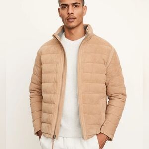 NWT $1250 Vince Men's Quilted Suede Tan Jacket Goat Leather XL Luxury
